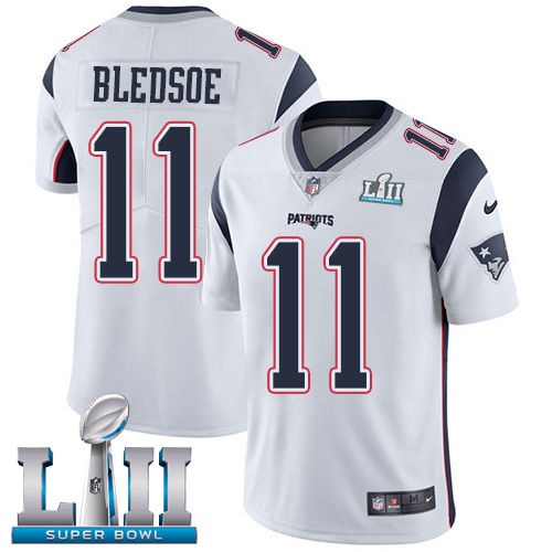 Nike Patriots #11 Drew Bledsoe White Super Bowl LII Men's Stitched NFL Vapor Untouchable Limited Jersey
